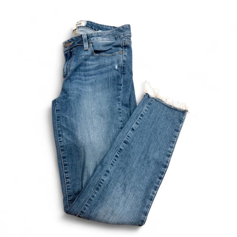 PAIGE Medium Wash Raw Hem Straight Leg Ankle Jeans Size 29